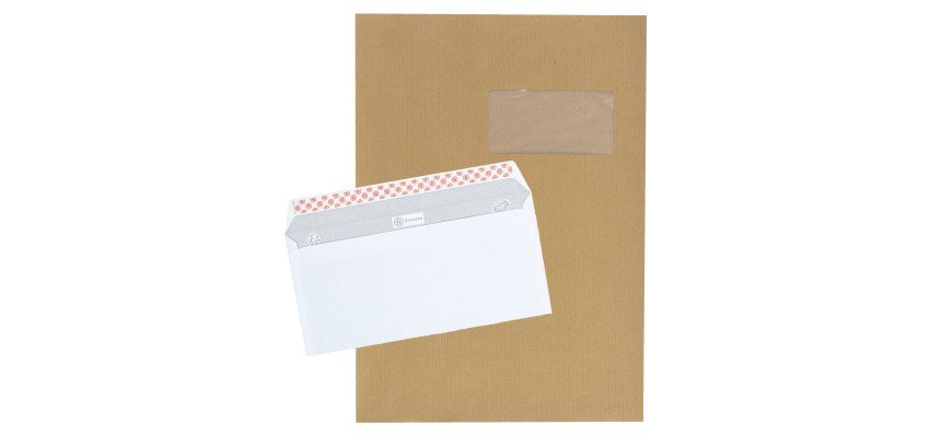 Pack 500 enveloppes 110x220 SF + 500 pochettes Kraft brun 229 x 324 AF Bruneau