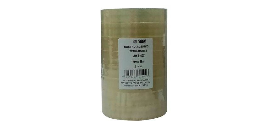 Nastri da ufficio film bopp, adesivo 19 mm x 66 m trasparente 8 rotoli