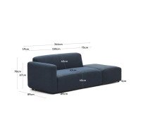 Canapé modulable Neom 2 places avec terminal bleu 244 cm