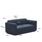 Canapé modulable Neom 2 places bleu 188 cm