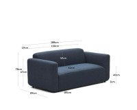 Canapé modulable Neom 2 places bleu 188 cm