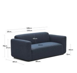 Canapé modulable Neom 2 places bleu 188 cm