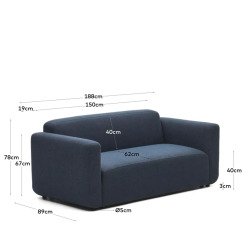 Canapé modulable Neom 2 places bleu 188 cm