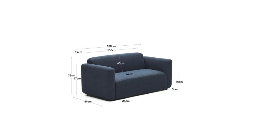 Canapé modulable Neom 2 places bleu 188 cm