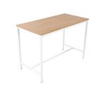 Table haute Swap H 104 x L 120 x P 80 cm chêne clair pied métal blanc