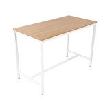 Table haute Swap H 104 x L 120 x P 80 cm chêne clair pied métal blanc