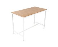 Table haute Swap H 104 x L 120 x P 80 cm chêne clair pied métal blanc