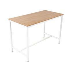 Table haute Swap H 104 x L 120 x P 80 cm chêne clair pied métal blanc