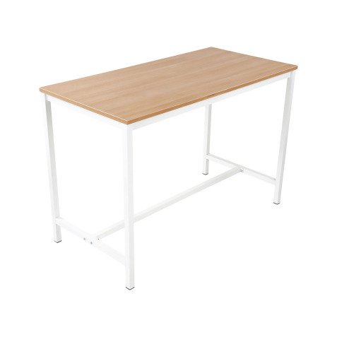 Table haute Swap H 104 x L 120 x P 80 cm chêne clair pied métal blanc