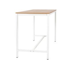 Table haute Swap H 104 x L 180 x P 80 cm chêne clair pied métal blanc