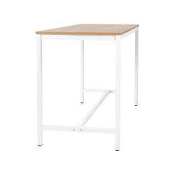 Table haute Swap H 104 x L 180 x P 80 cm chêne clair pied métal blanc