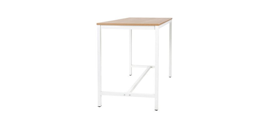 Table haute Swap H 104 x L 180 x P 80 cm chêne clair pied métal blanc