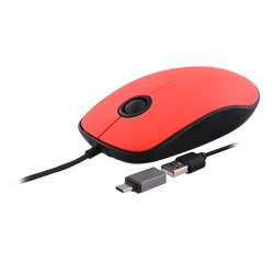Ratón con cable Sunset USB-A y USB-C de TnB color rojo