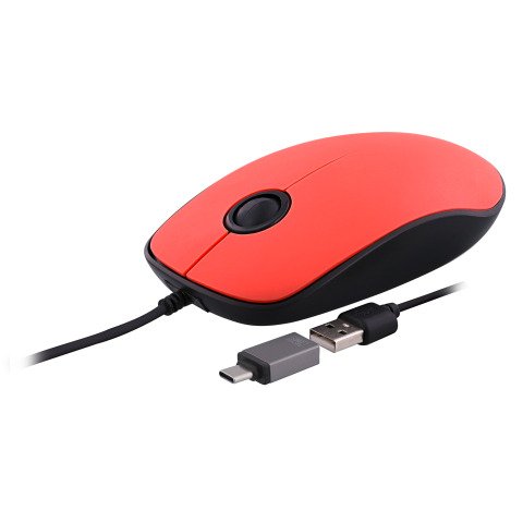 Ratón con cable Sunset USB-A y USB-C de TnB color rojo