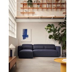 Sofa Neom 3-seater modular with right/left chaise longue structured blue fabric 263 cm