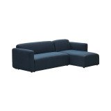 Canapé modulable Neom 3 places méridienne droite/gauche tissu structuré bleu 263 cm