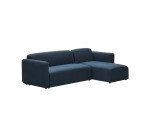 Canapé modulable Neom 3 places méridienne droite/gauche tissu structuré bleu 263 cm