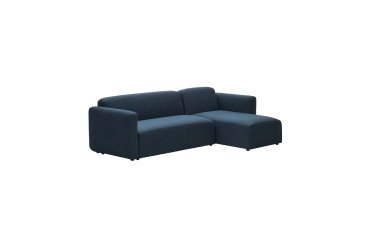 Canapé modulable Neom 3 places méridienne droite/gauche tissu structuré bleu 263 cm