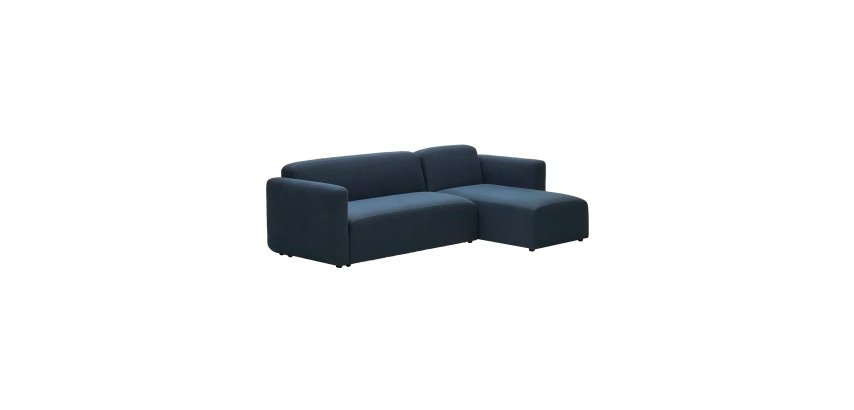 Canapé modulable Neom 3 places méridienne droite/gauche tissu structuré bleu 263 cm