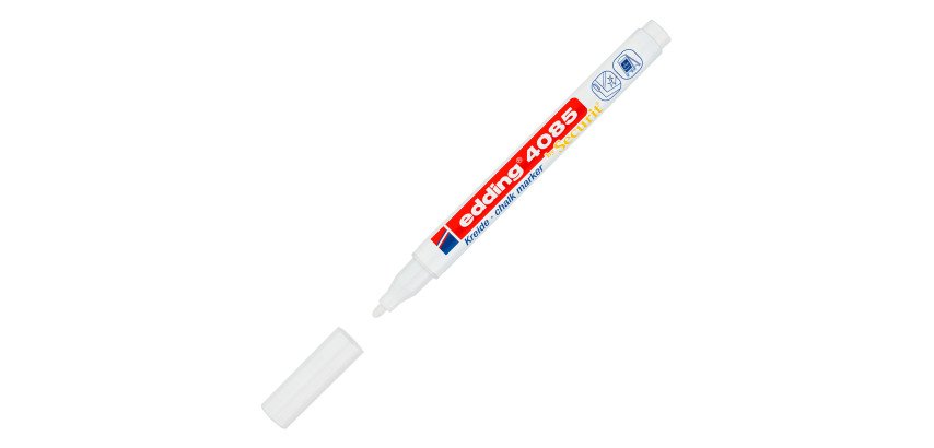 Marker Tafelkreide Edding 4085 mit feiner Rundspitze von 1 bis 2 mm Weiß