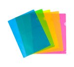 Chemise coin plastique Viquel Happy Fluo A4 polypropylène 13/100e transparente couleurs assorties - Paquet de 10
