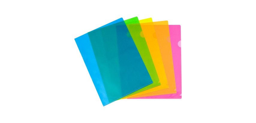L-Hüllen Kunststoff Viquel Happy Fluo A4 Polypropylen 13/100 durchsichtig Farbsortiment - Packung mit 10 Stück