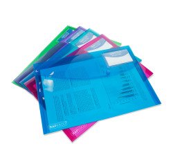Pochettes de rangement Rapesco A4 transparentes assorties - Lot de 5