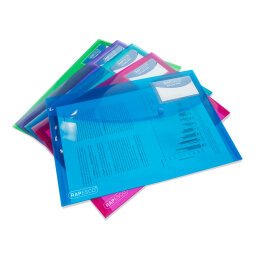 Pochettes de rangement Rapesco A4 transparentes assorties - Lot de 5