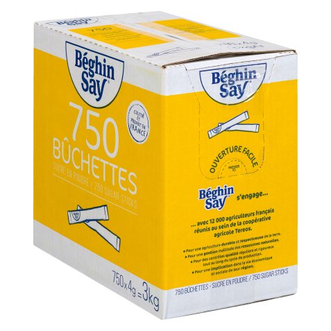 Sucre en poudre Béghin Say - Boîte distributrice de 750 sticks