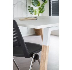 Tavolo da riunione con top access piedi bianco/legno