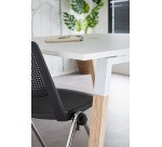 Table de réunion L 140 x P 126 cm - piétement métal et bois - Arch