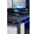 Bureau droit noir L 160 x P 90 cm, piètement acier format carré - Milano