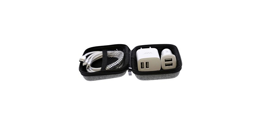 Universal 3 in 1 charging kit for home and car, includes a 3 in 1 cable