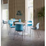 Tavolo rotondo Intuitiv con piano bianco di diametro 120 cm e base diametro 60 cm a colonna in metallo bianco