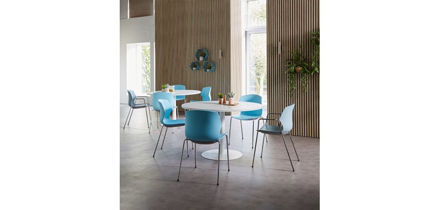 Tavolo rotondo Intuitiv con piano di diametro 120 cm e base diametro 60 cm a colonna in metallo bianco