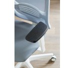 Fauteuil de bureau ergonomique NODI, tissu et maille, avec accoudoirs 3D et appui-tête, mécanisme synchrone, pieds blancs