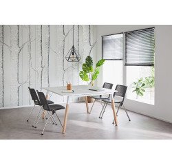 Tavolo da riunione con top access piedi bianco/legno