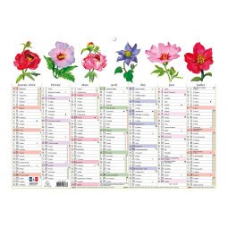 Calendrier Fleurs avec illustrations 29,5 x 22 cm Semestriel 2025