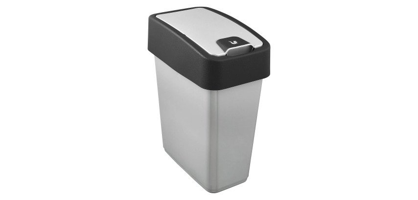 Poubelle 'magne', 10 litres, argent / anthracite