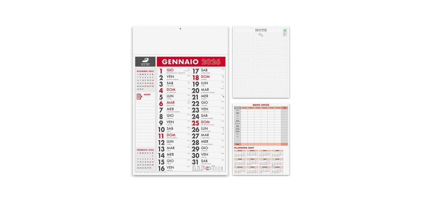 Calendario da muro trimestrale olandese bicolore A3 30x47 cm
