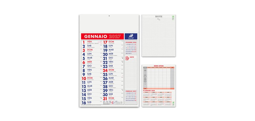 Calendario da muro trimestrale olandese bicolore A3 30x47 cm