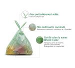 Sac poubelle pour déchets compostables avec poignée "Biomat", vert - Lot de 26
