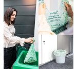 Sac poubelle pour déchets compostables avec poignée "Biomat", vert - Lot de 26