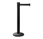 Poteau à sangle noir base nomade à roulettes avec sangle de 4 m, noire