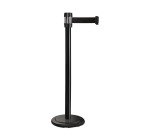 Poteau à sangle noir base nomade à roulettes avec sangle de 2 m, noire
