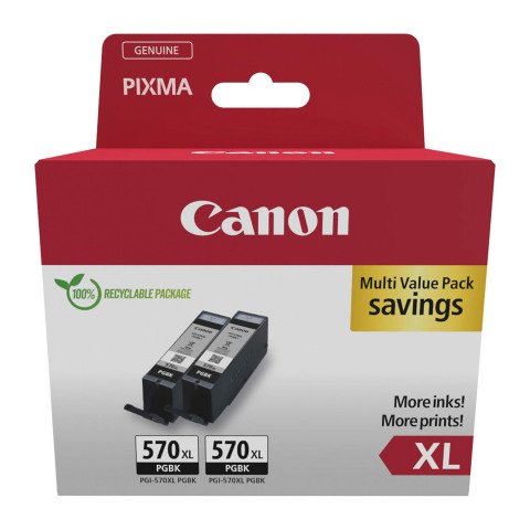 Canon PGI-570PGBK XL Pack 2 cartuchos originales negros alta capacidad