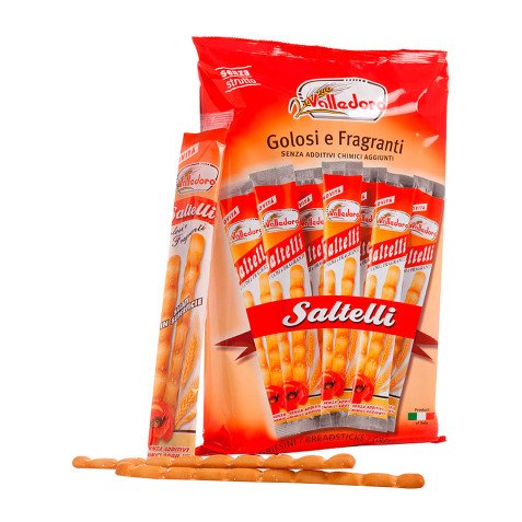 Grissini Saltelli - 240 gr - multipack 18 monoporzioni - Valledoro - confezione da 12 pz