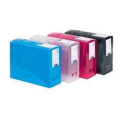 Boîte de classement plastique DOC ESSENTIEL VIQUEL dos 12 cm couleurs translucides assorties