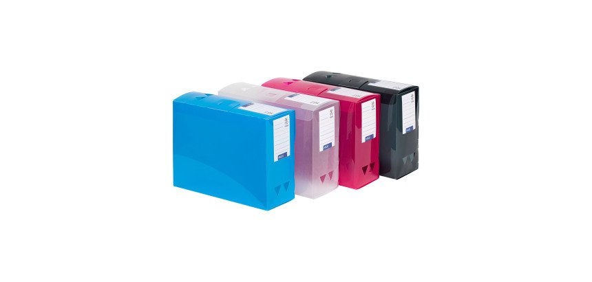Boîte de classement plastique DOC ESSENTIEL VIQUEL dos 12 cm couleurs translucides assorties