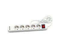 Regleta con interruptor 5 tomas + 2 USB-A Cegasa 1,4m